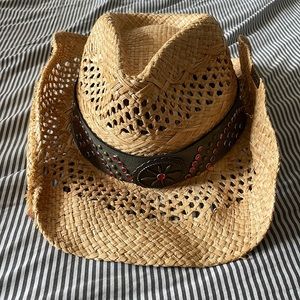 Peter Grimm cowboy hat with blue and orange rhinestones